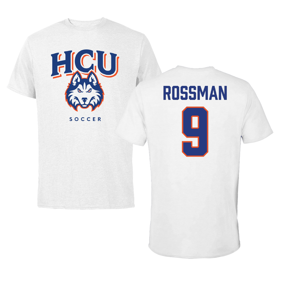 Houston Christian University Soccer White Tee - #9 Olivia Rossman