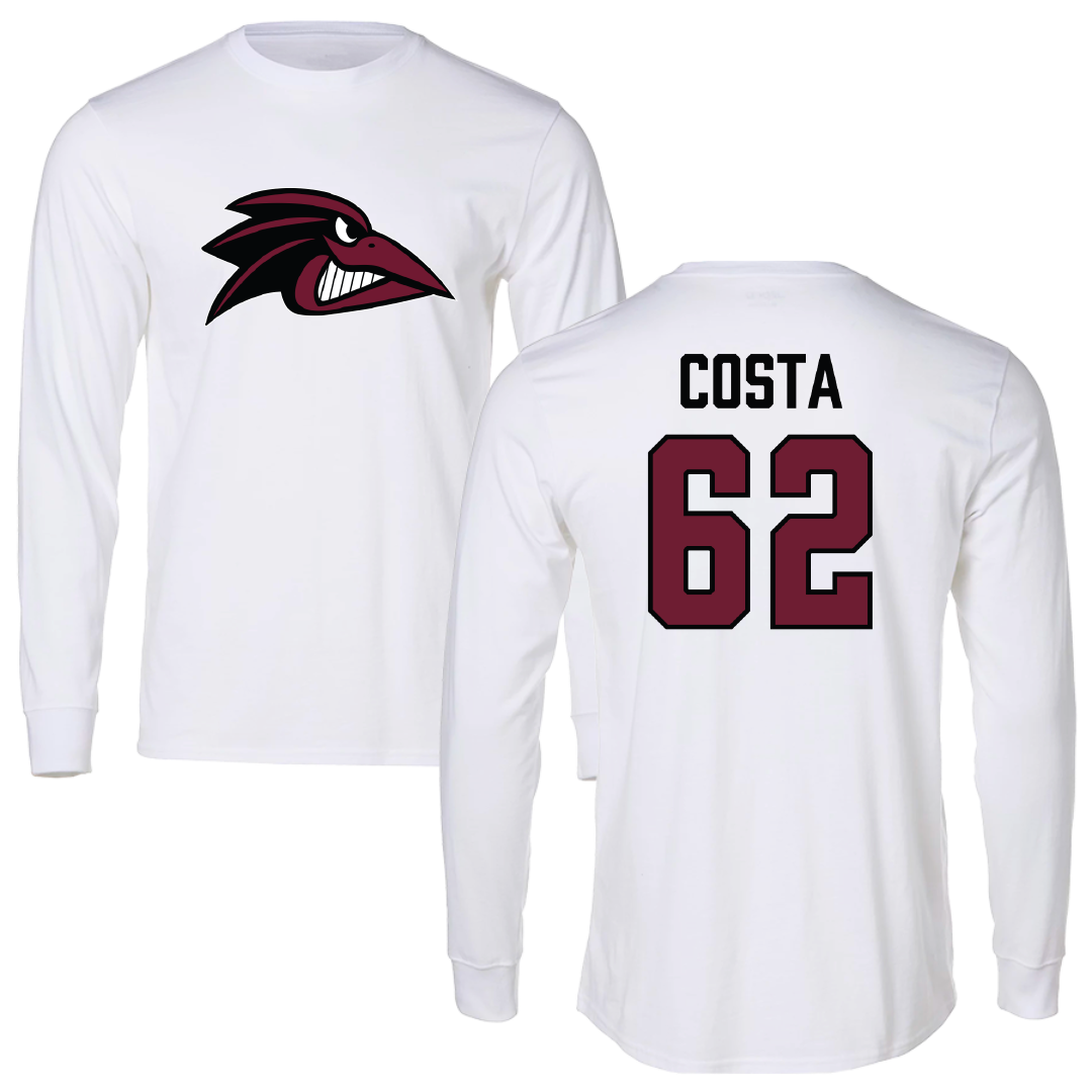 Franklin Pierce University Football White Performance Long Sleeve - #62 Justin Costa