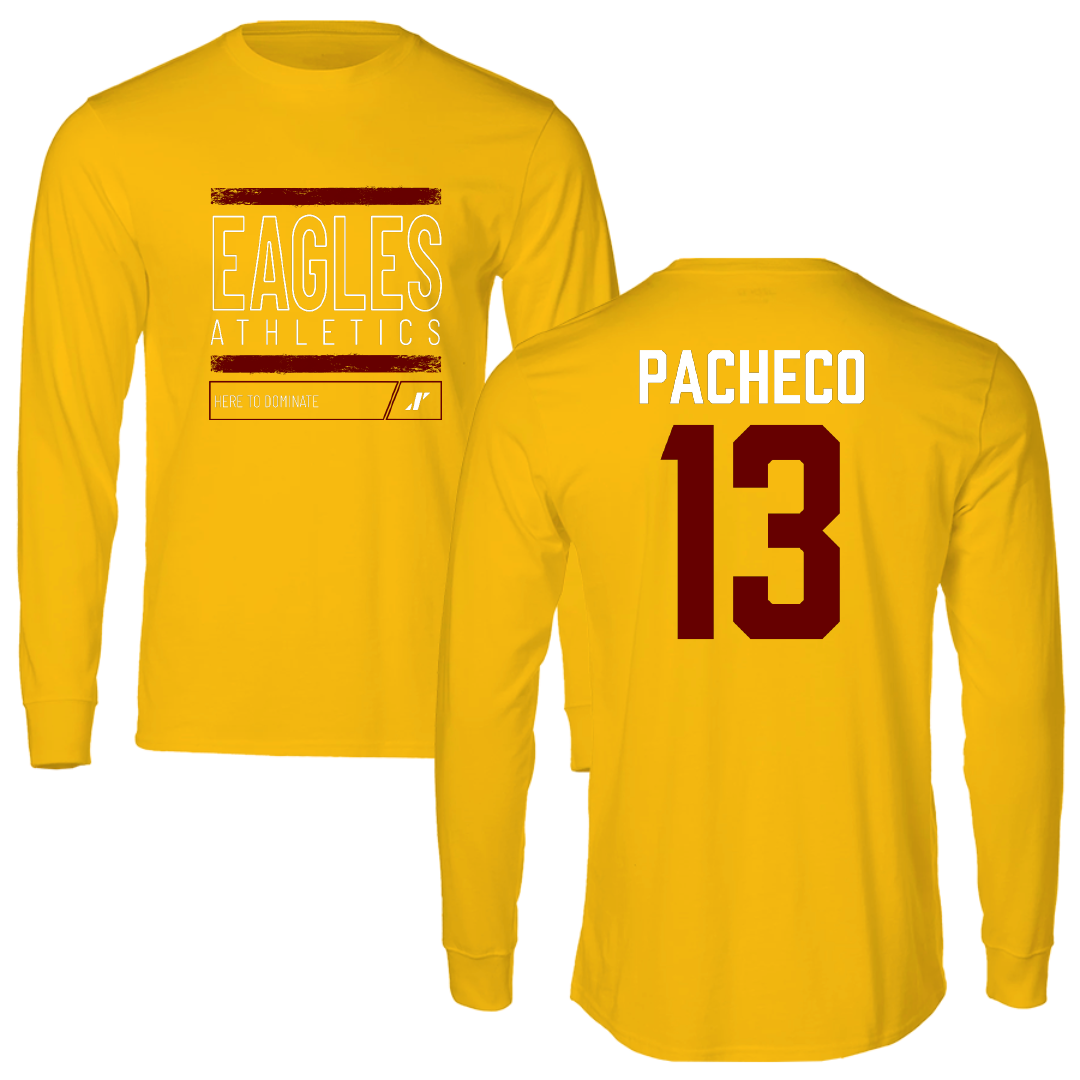 Winthrop University Soccer Gold Dominate Performance Long Sleeve - #13 Bernardo Pacheco