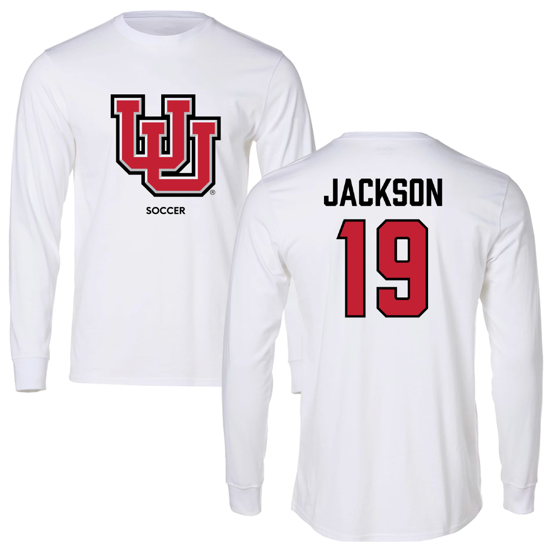 University of Utah Soccer (W) White Block Long Sleeve - #19 Baylie Jackson