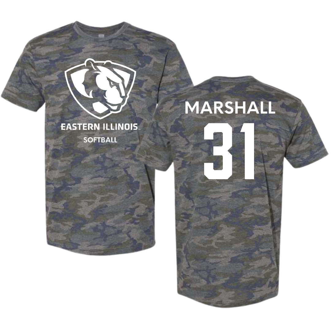 Eastern Illinois University Softball Vintage Camo Tee - #31 Maddux Marshall