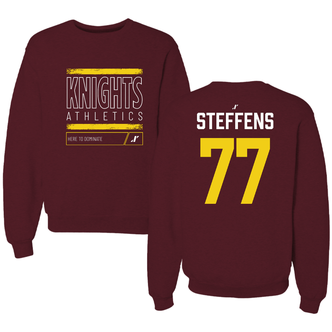 Calvin University Football Maroon Dominate Crewneck - #77 Tanner Steffens