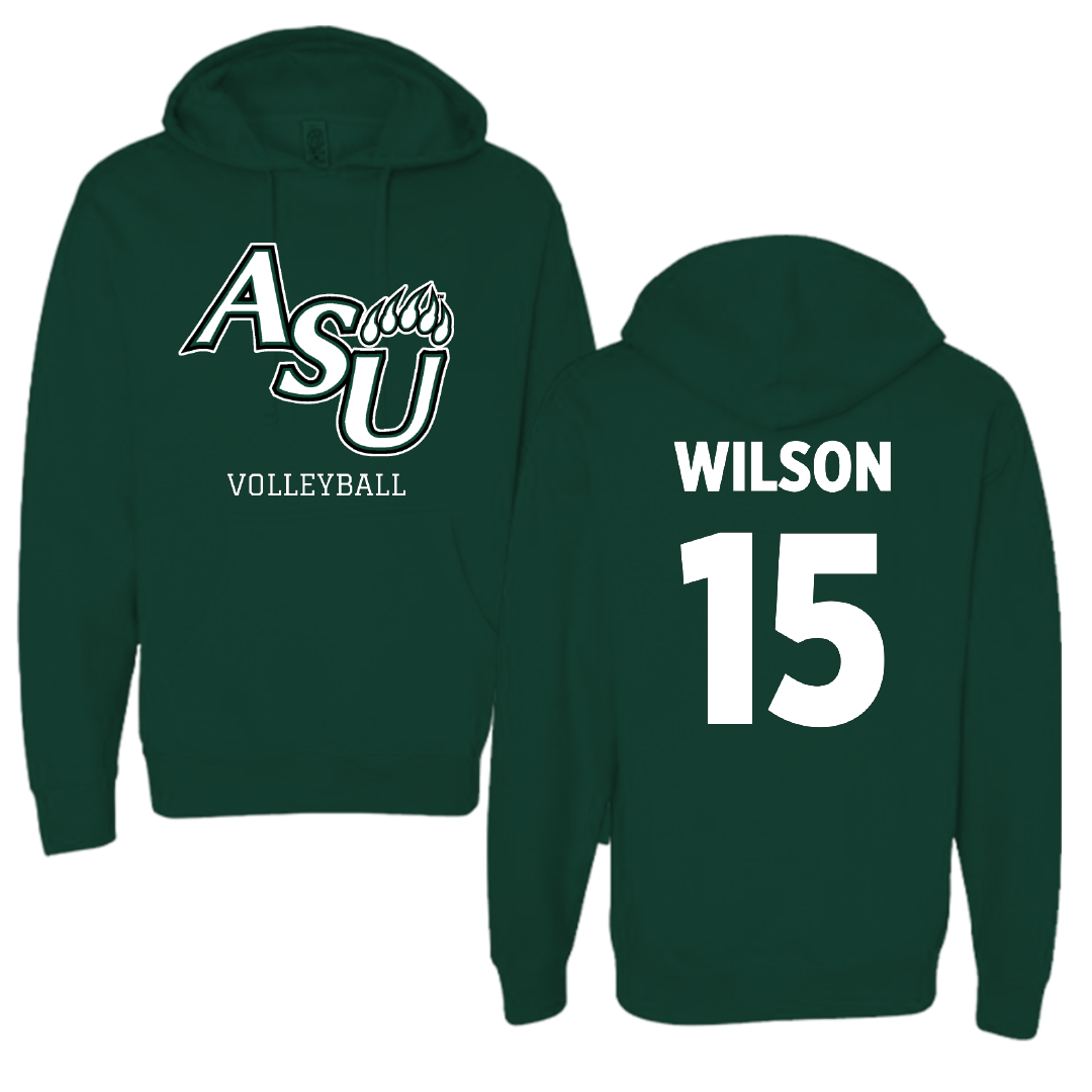 Adams State University Volleyball Forest Green Block Hoodie - #15 Makylee Wilson