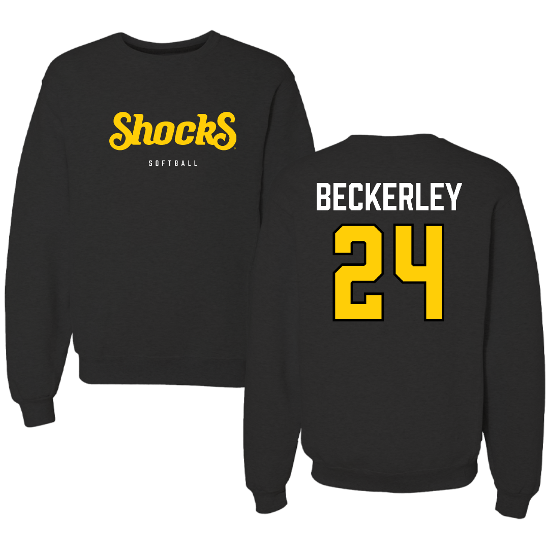 Wichita State University Softball Black Shocks Crewneck - #24 Catelyn Beckerley