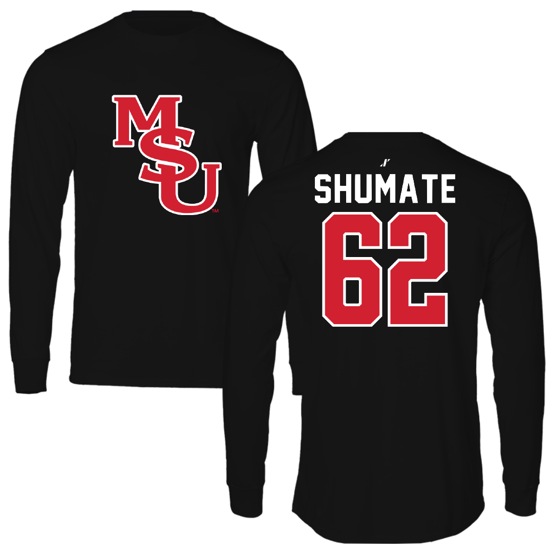 Minot State University Football Black Performance Long Sleeve - #62 Aidan Shumate