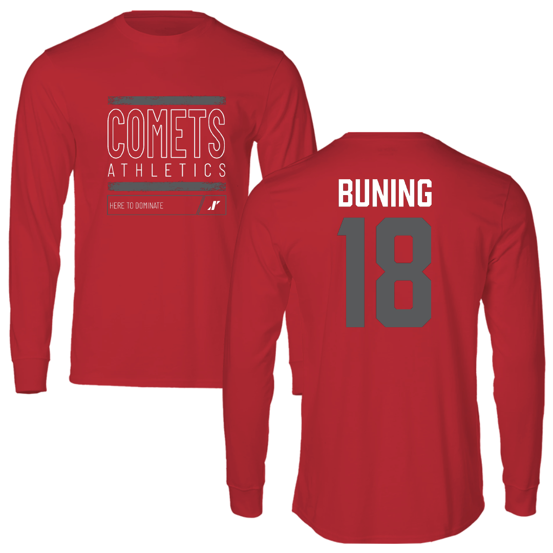 The University of Olivet Volleyball Red Dominate Performance Long Sleeve - #18 Brodye Buning