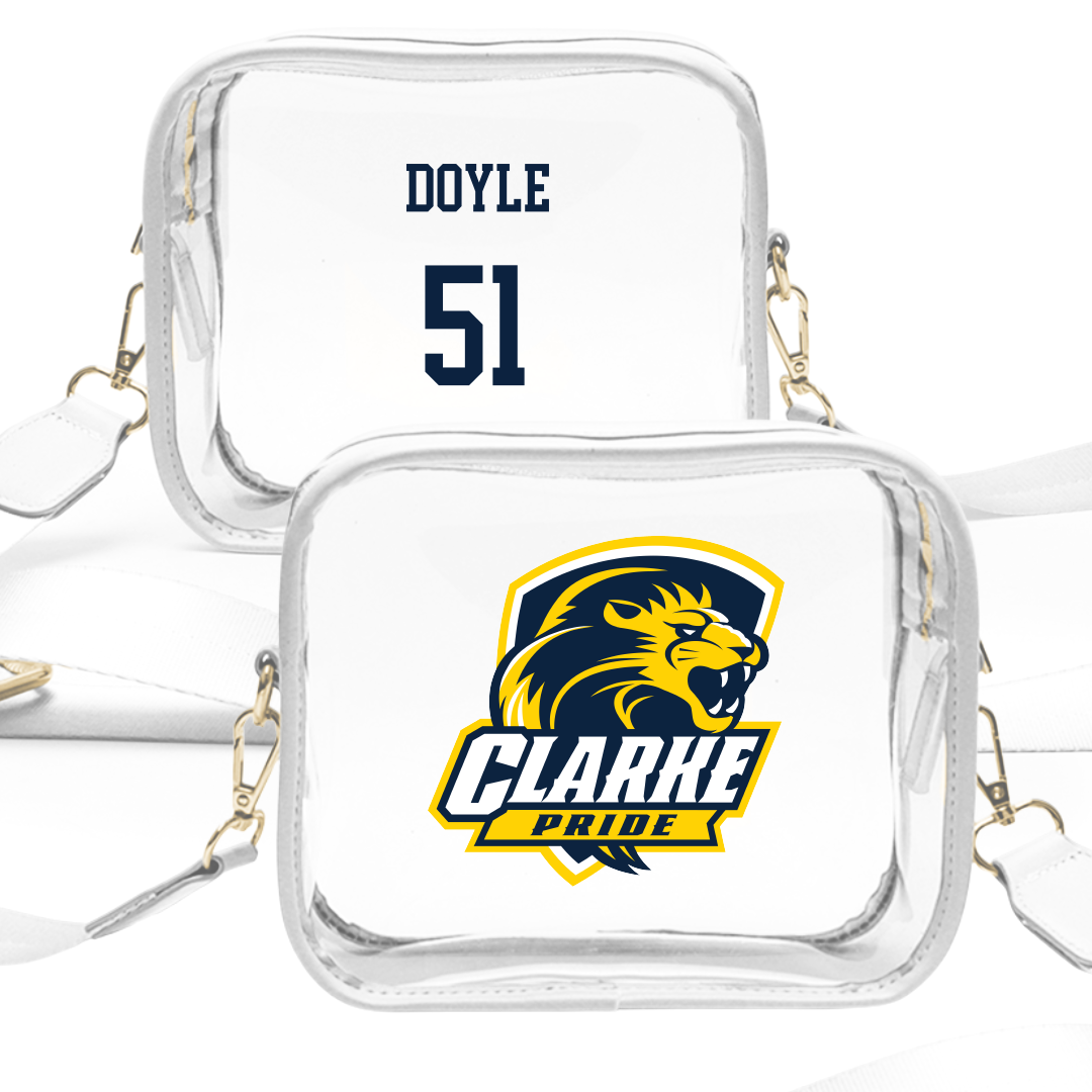 Clarke University Football White Clear Stadium Bag - #51 Nolan Doyle