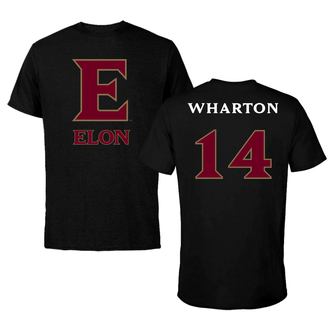 Elon University Soccer (M) Black Performance Tee - #14 Alex Wharton