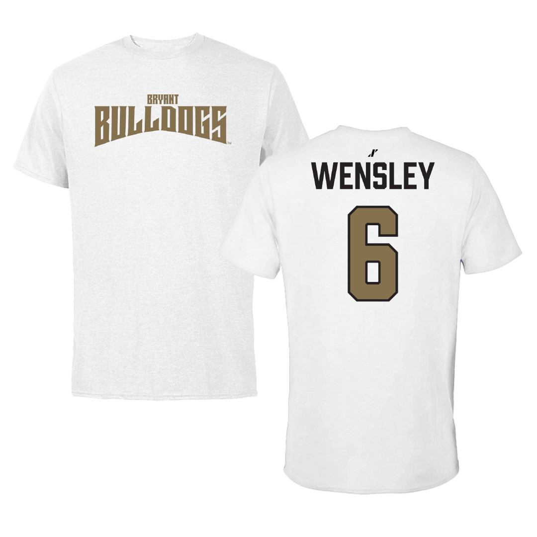 Bryant University Baseball White Classic Tee - #6 Casey Wensley