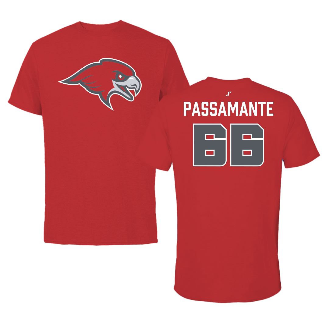 Montclair State University Football Red Performance Tee - #66 Brian Passamante