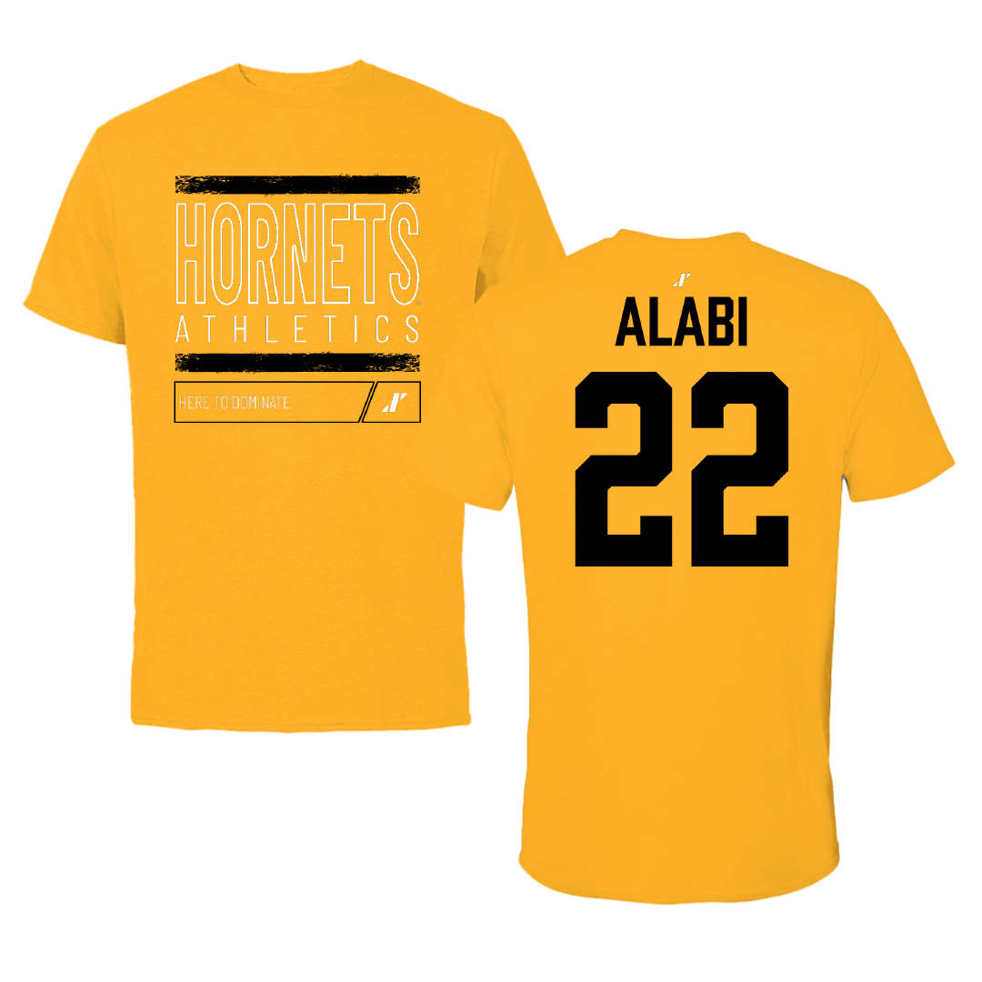 Alabama State University Basketball Gold Dominate Tee - #22 Kevin Alabi
