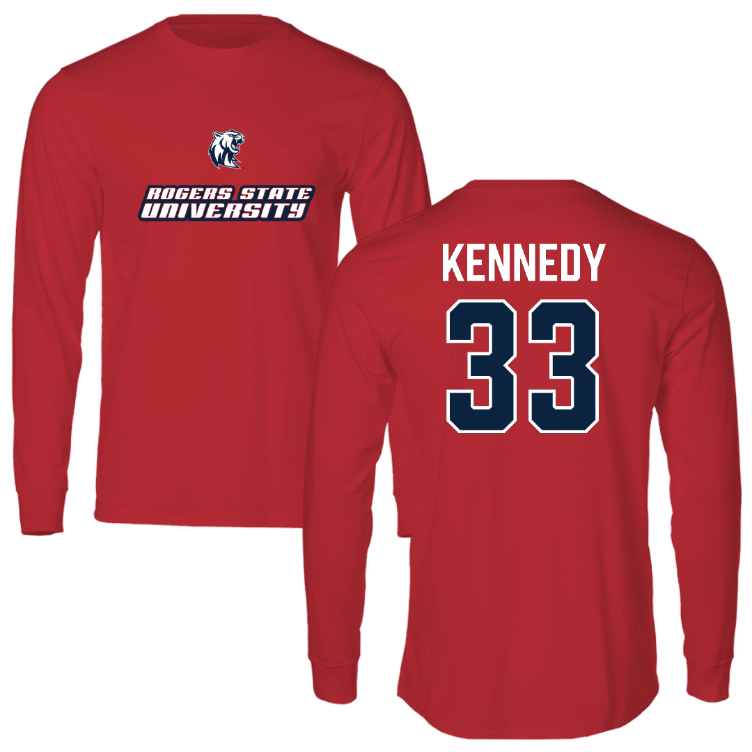 Rogers State University Soccer (M) Red Performance Long Sleeve - #33 Jamie Kennedy