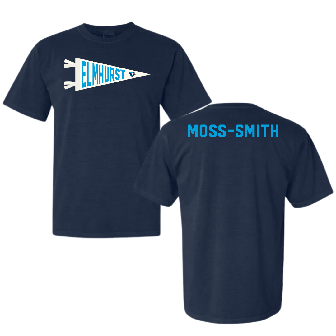 Elmhurst University Wrestling (W) Navy Pennant Comfort Colors Tee - Kendall Moss-Smith
