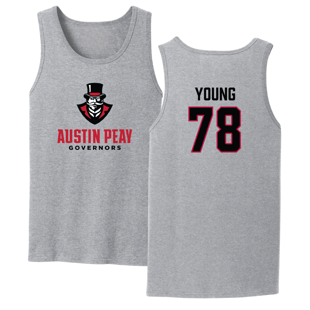 Austin Peay State University Football Sport Gray Tank Top - #78 Aaron Young
