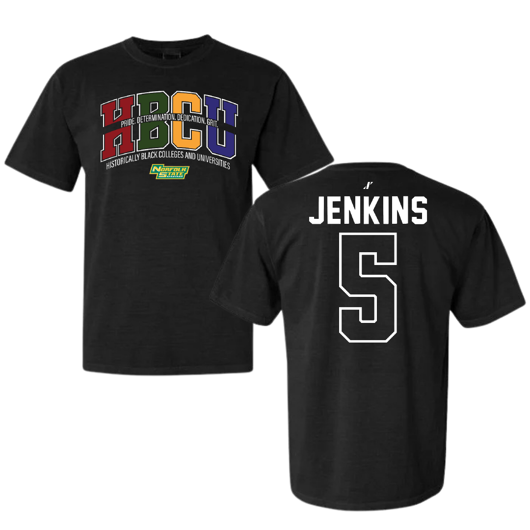 Norfolk State University Basketball Black HBCU Comfort Colors Tee - #5 Tyrese Jenkins