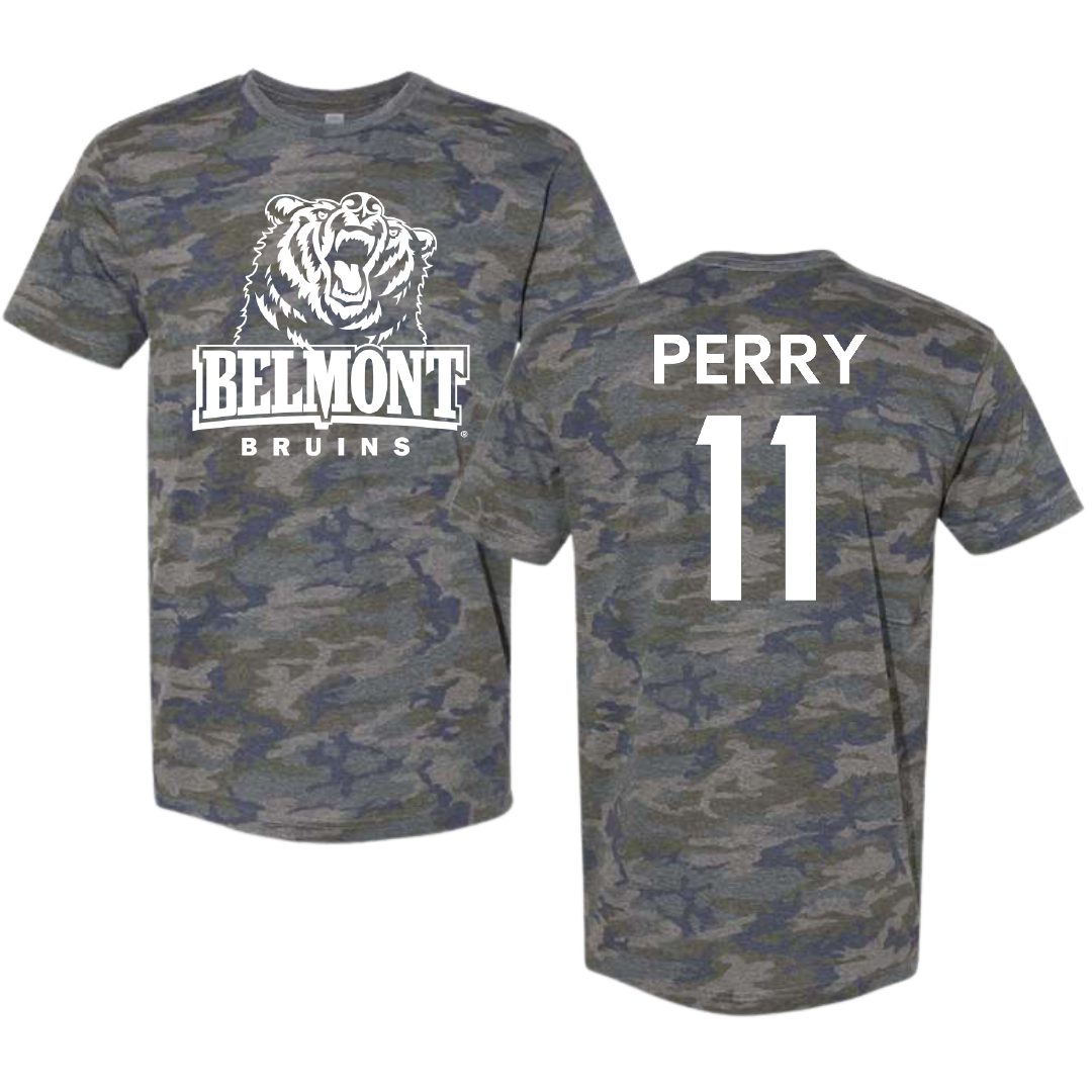 Belmont University Baseball Vintage Camo Tee - #11 Andrew Perry
