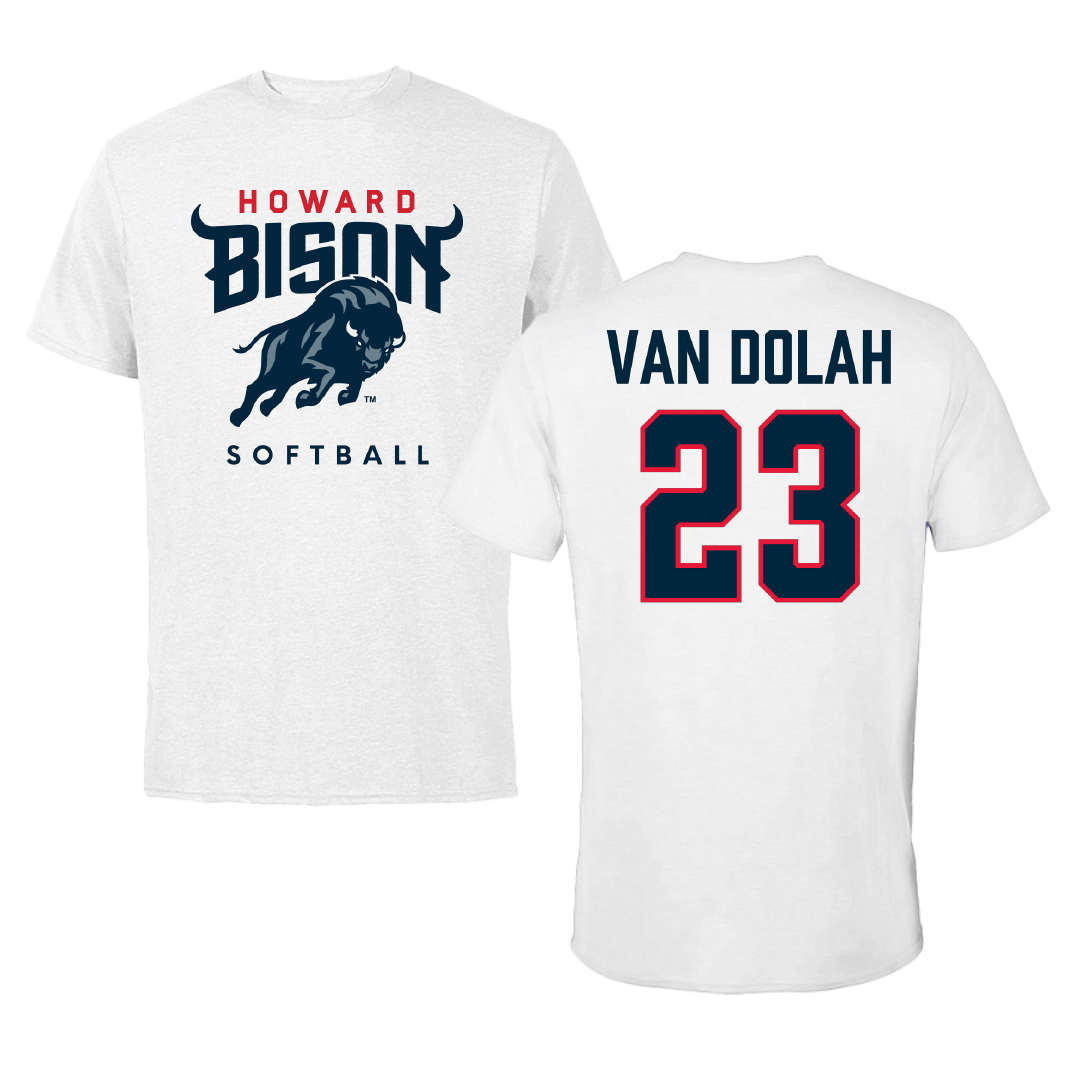 Howard University Softball White Tee - #23 Madison Van Dolah