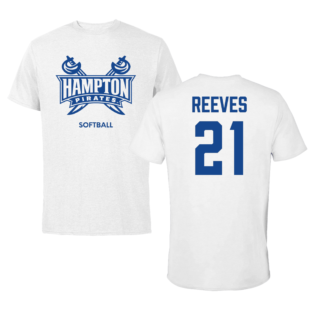 Hampton University Softball White Performance Tee - #21 Jayleen Reeves