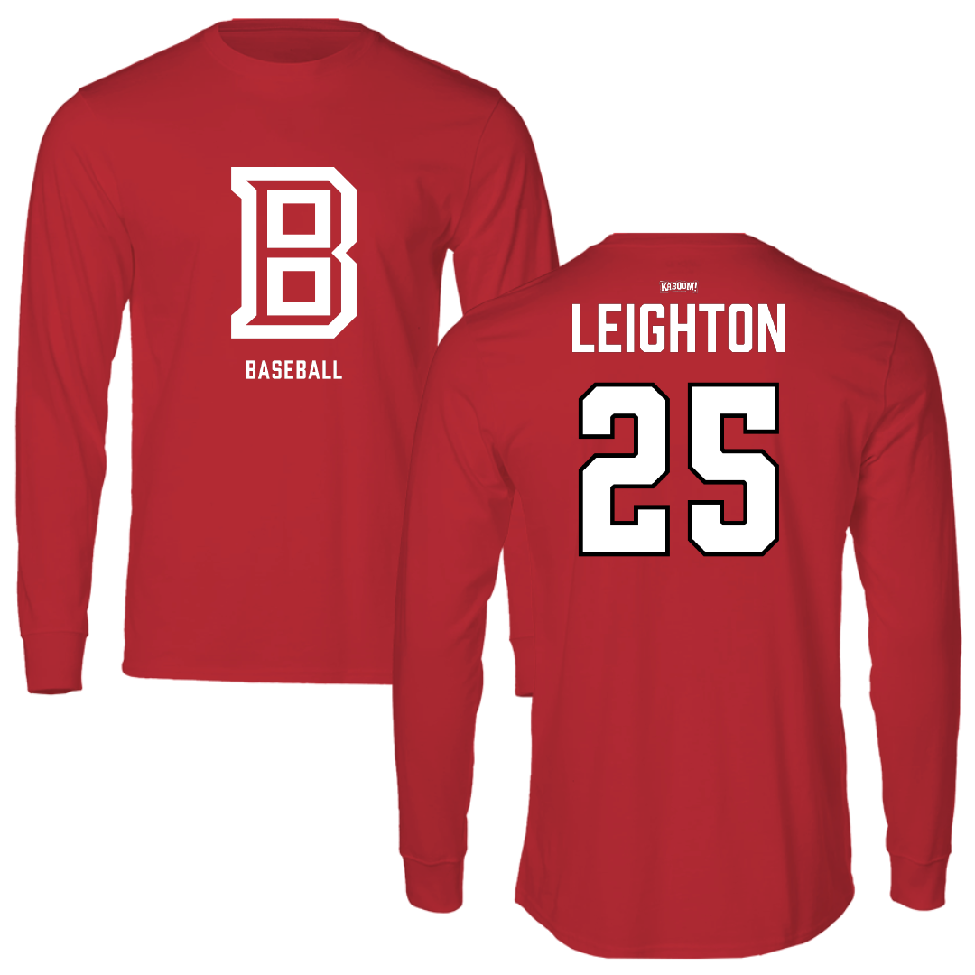 Bradley University Baseball Red Performance Long Sleeve - #25 Cal Leighton