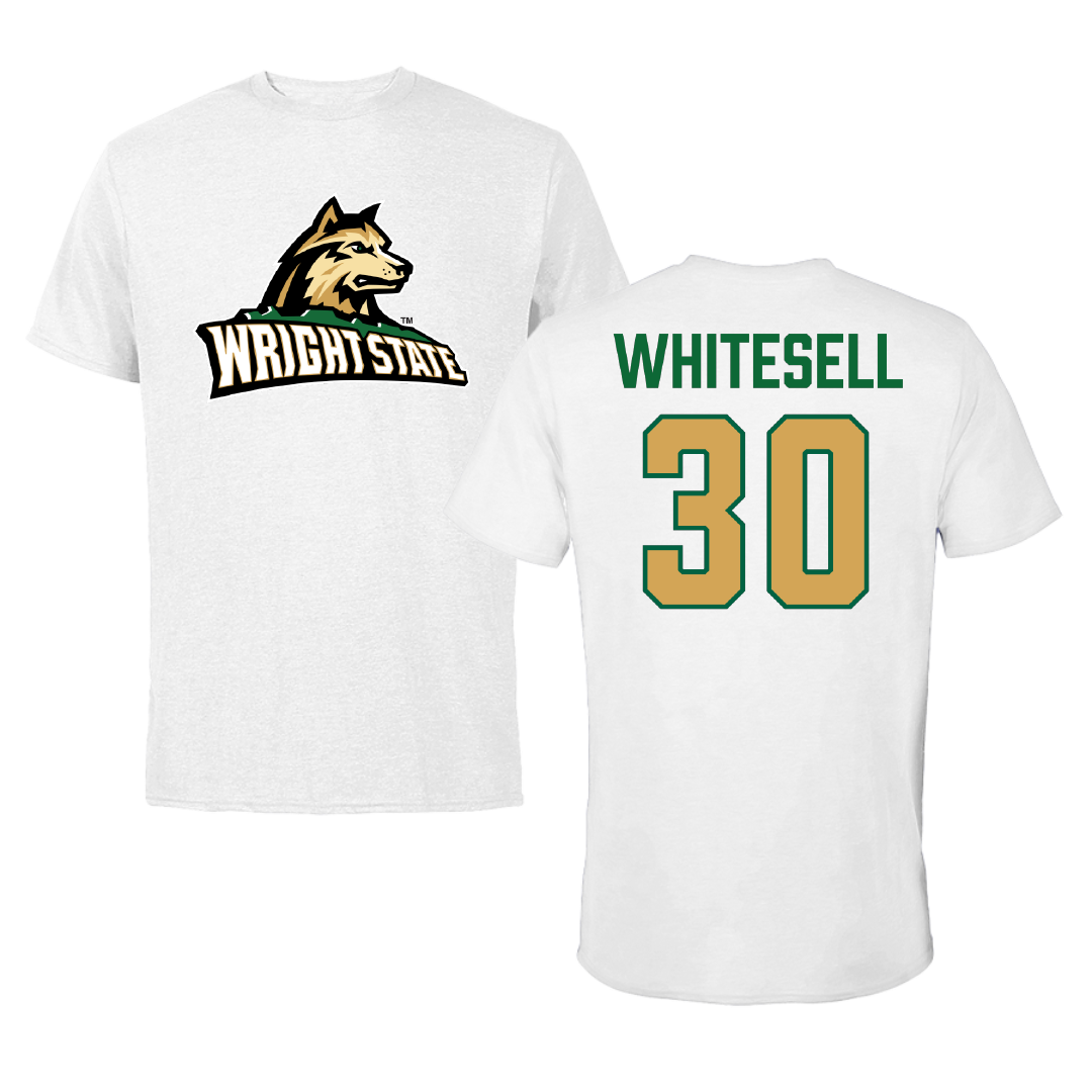 Wright State University Baseball White Tee - #30 Max Whitesell