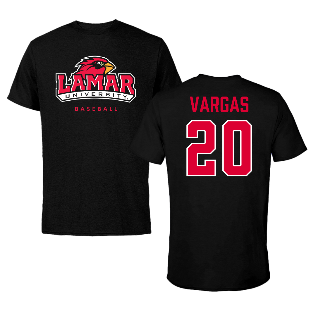 Lamar University Baseball Black Tee - #20 Jose Vargas