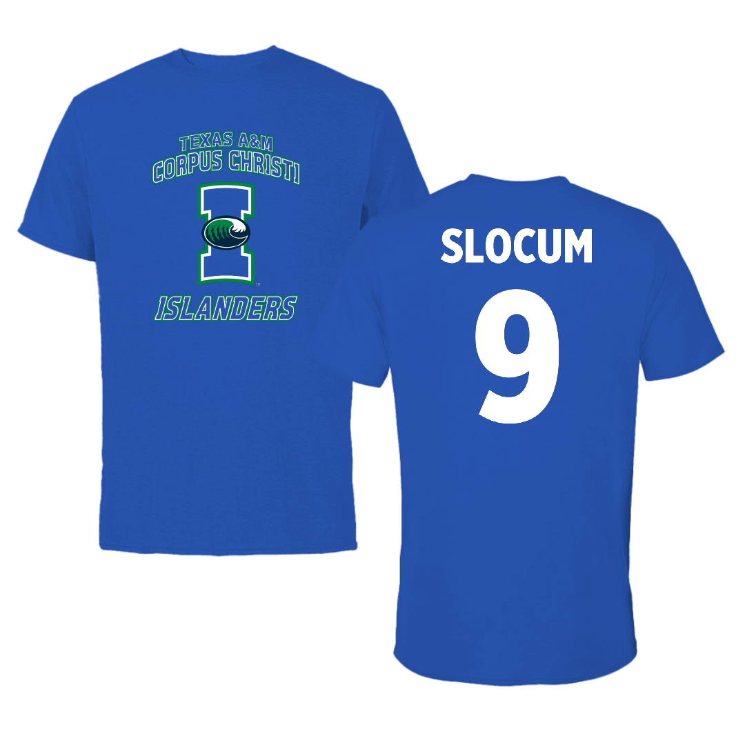 Texas A&M University-Corpus Christi Basketball Blue Islanders Tee - #9 Trinity Slocum
