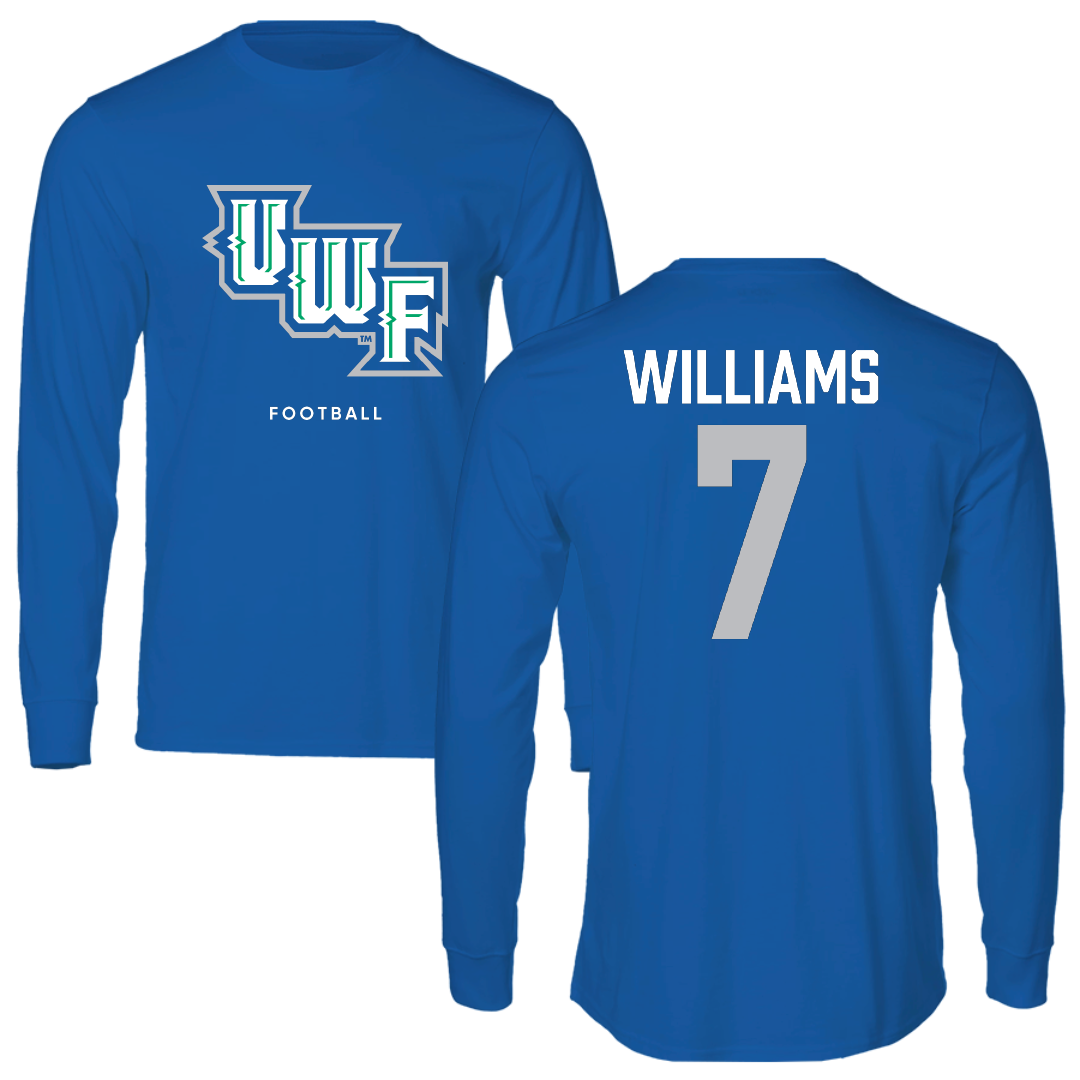 University of West Florida Football Blue Long Sleeve - #7 Justice Williams