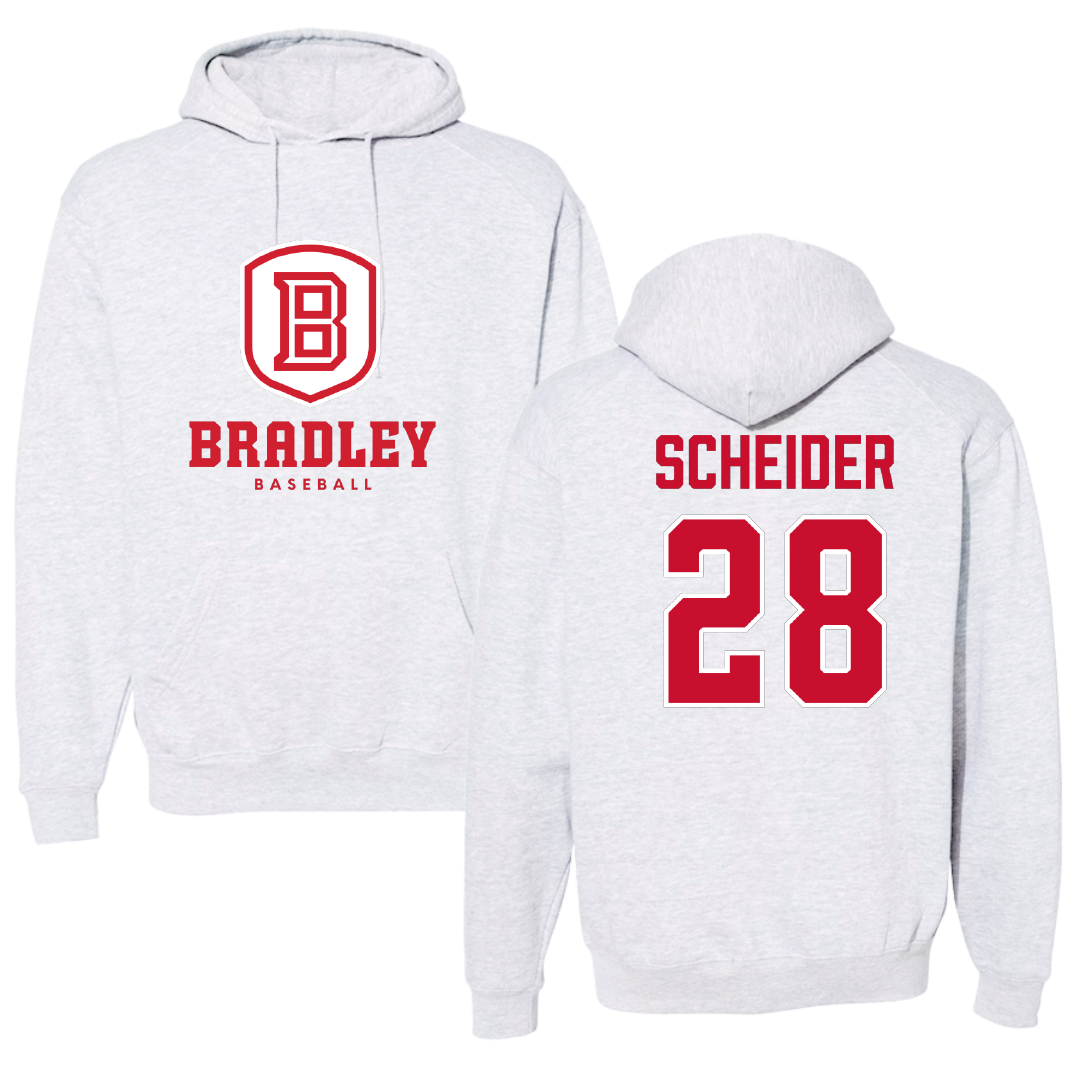 Bradley University Baseball Gray Hoodie - #28 Calen Scheider