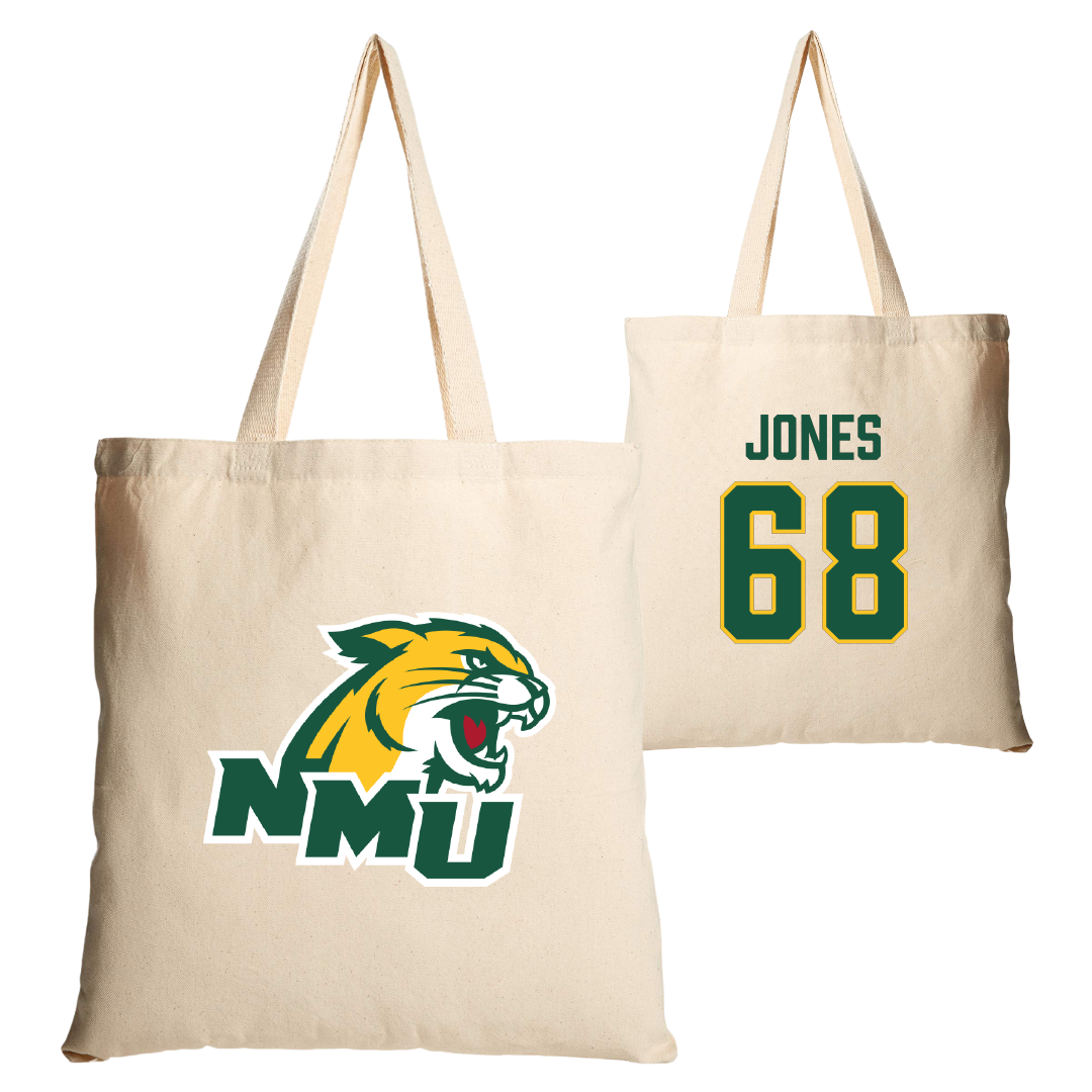 Northern Michigan University Football Tan Canvas Tote Bag - #68 Tommy Jones