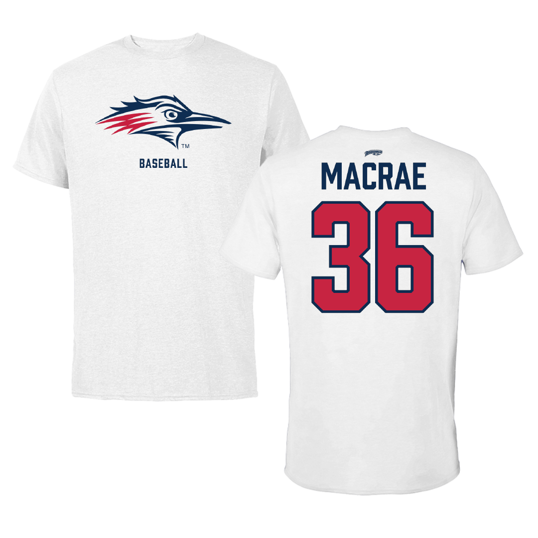 Metropolitan State University of Denver Baseball White Performance Tee - #36 James Macrae