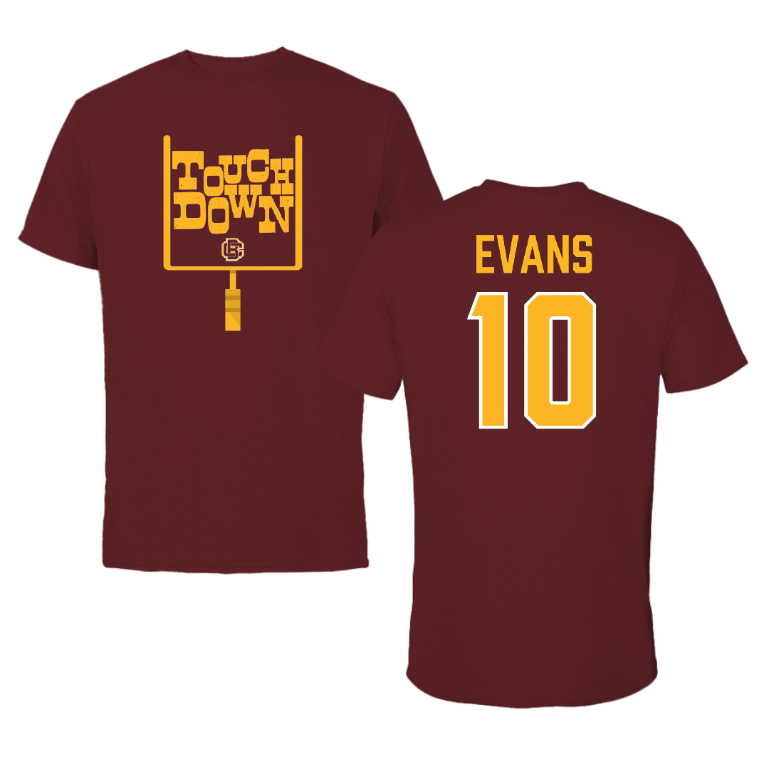 Bethune-Cookman University Football Maroon Touchdown Tee - #10 Joshua Evans
