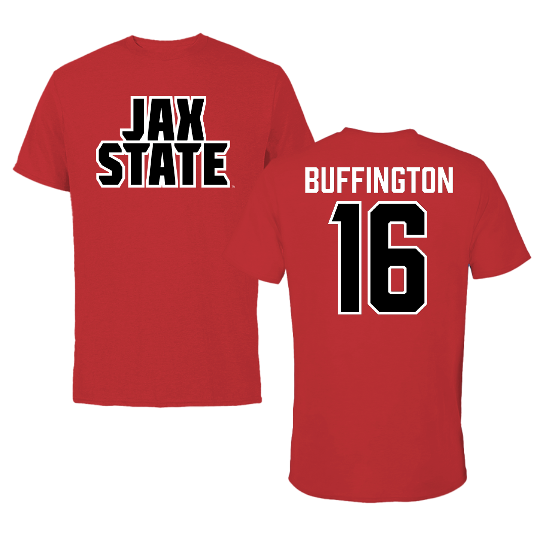 Jacksonville State University Softball Red Performance Tee - #16 Hannah Buffington