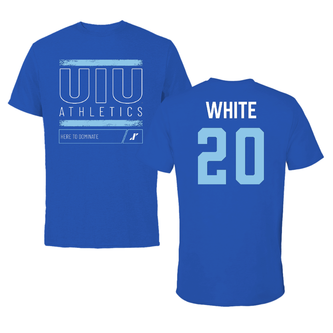 Upper Iowa University Soccer Blue Dominate Performance Tee - #20 Kyler White