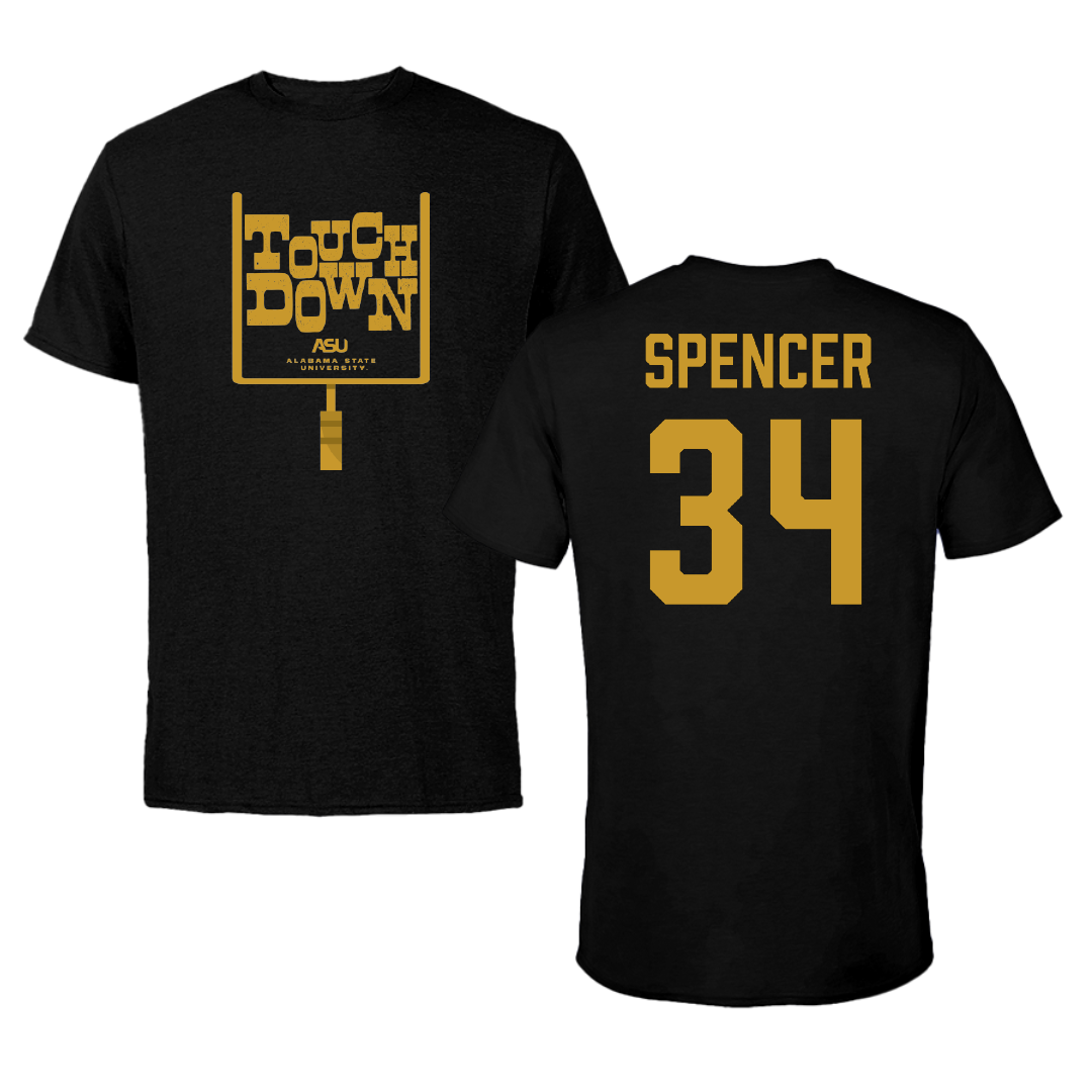 Alabama State University Football Black Touchdown Tee - #34 Gabe Spencer