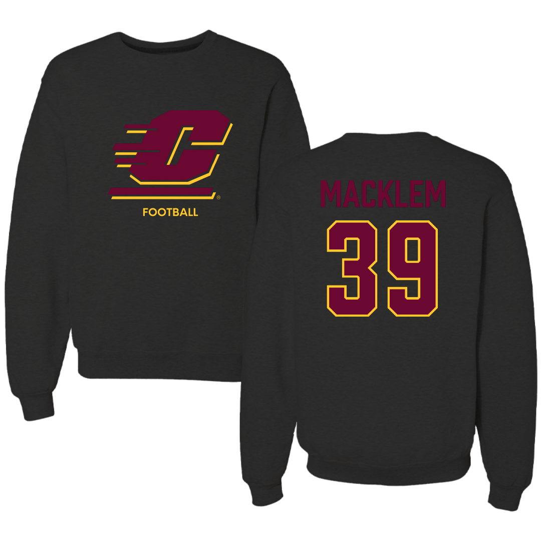 Central Michigan University Football Black Crewneck - #39 Max Macklem