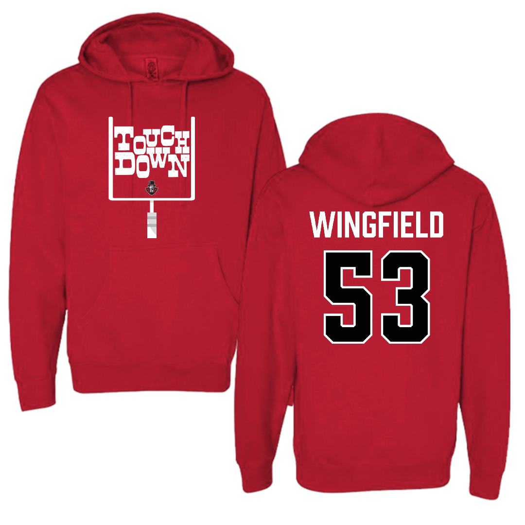 Austin Peay State University Football Red Touchdown Hoodie - #53 Christian Wingfield