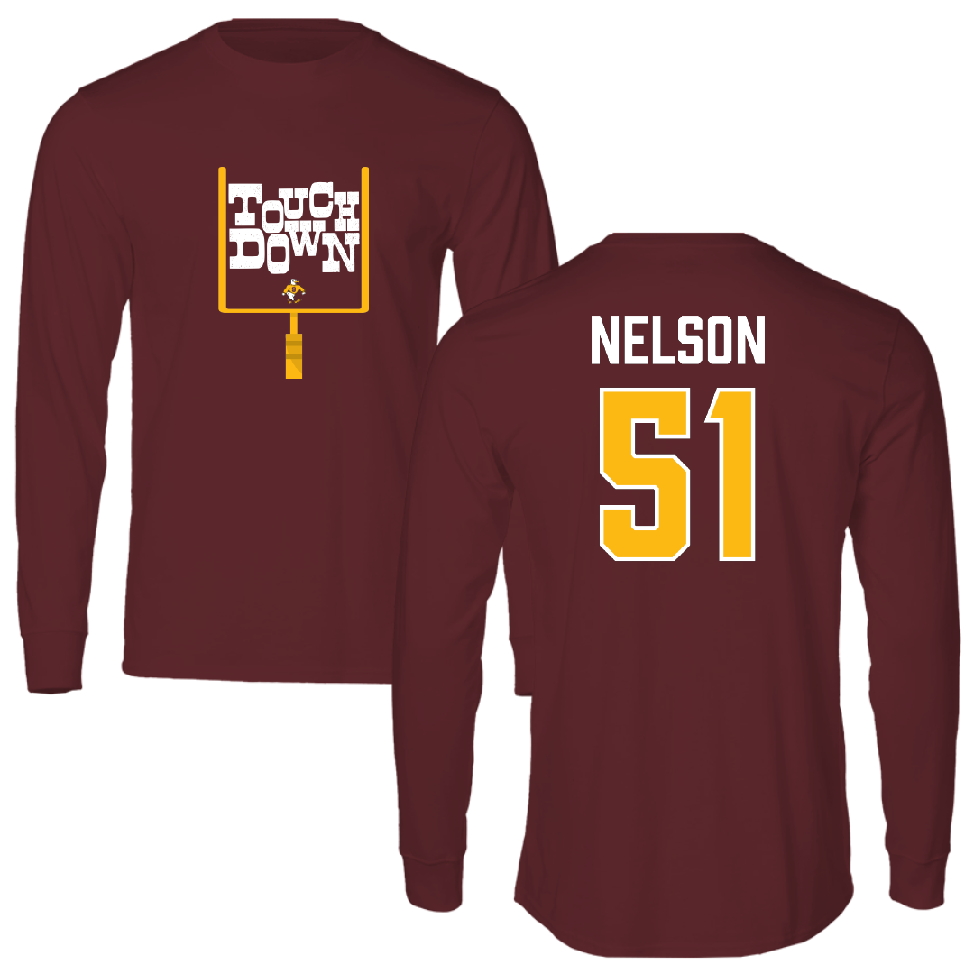 Salisbury University Football Maroon Touchdown Performance Long Sleeve - #51 Matt Nelson