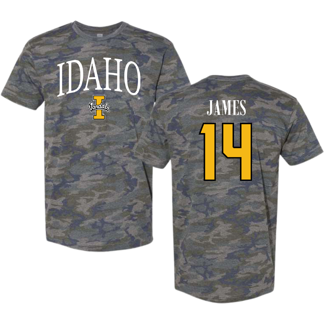 University of Idaho Soccer Vintage Camo Tee - #14 Emma James