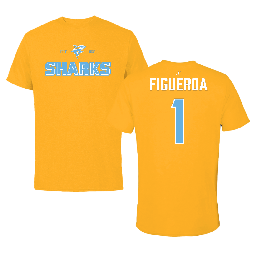 Long Island University Baseball Gold General Tee - #1 Nate Figueroa