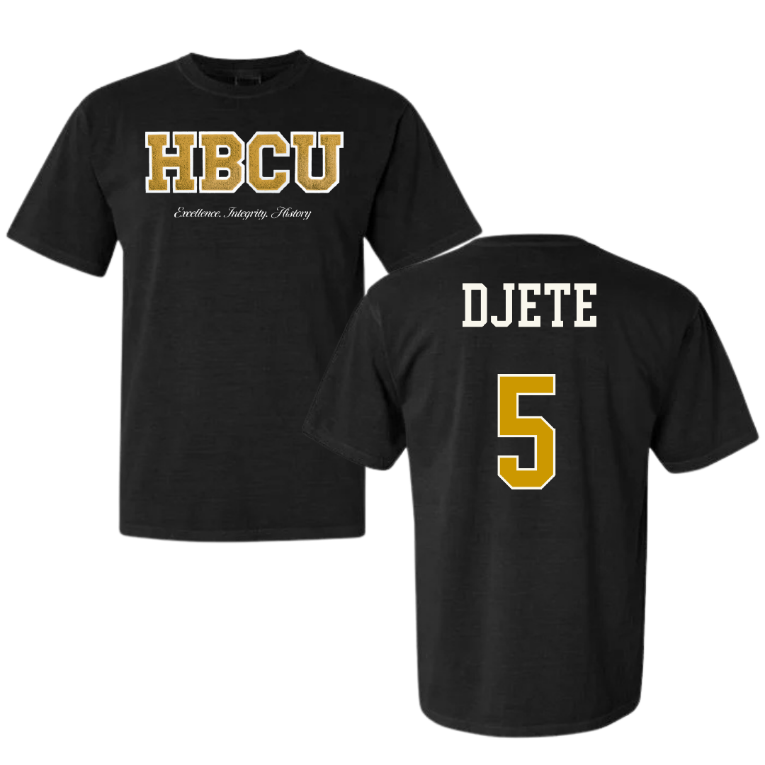 Alabama State University Football Black HBCU Varsity Comfort Colors Tee - #5 Dylan Djete