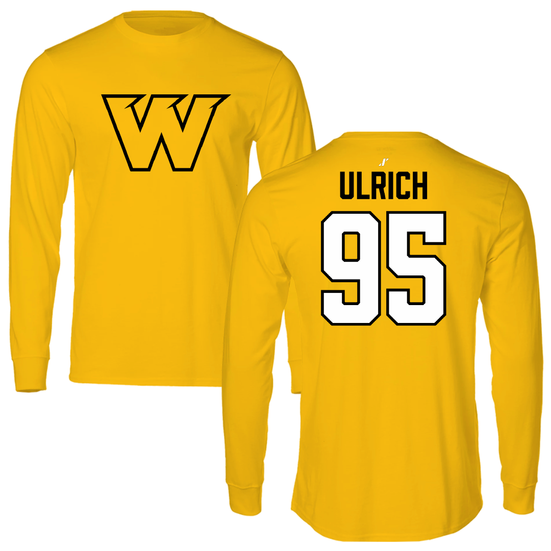 Wayne State College (Nebraska) Football Gold Performance Long Sleeve - #95 Gavin Ulrich