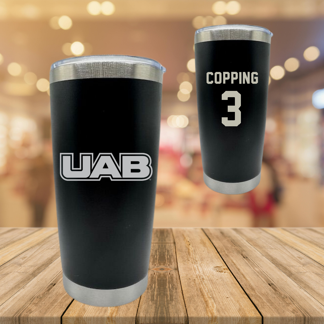 University of Alabama at Birmingham Beach Volleyball Black Stainless Steel Tumbler - #3 Arden Copping