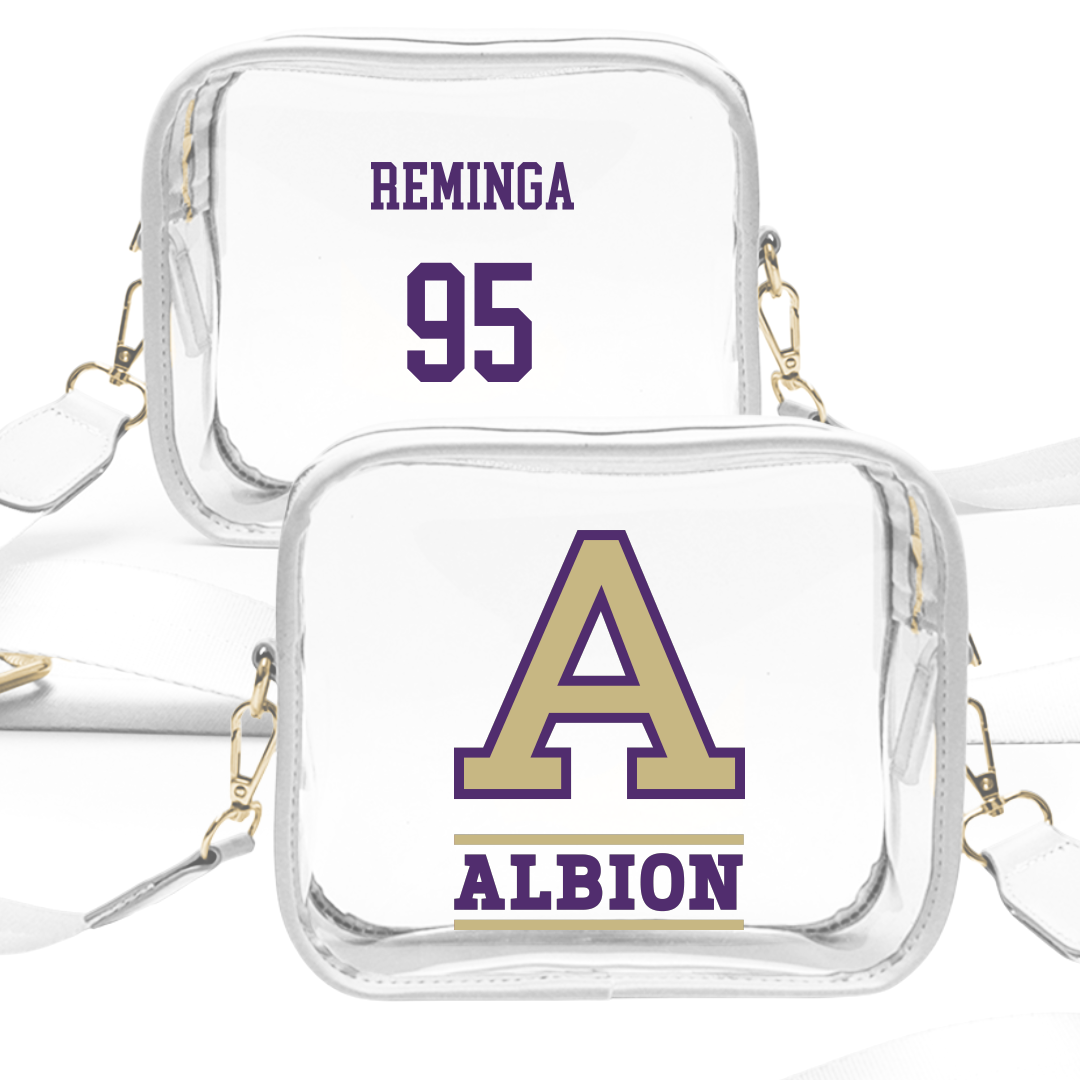 Albion College Football White Clear Stadium Bag - #95 Deacon Reminga