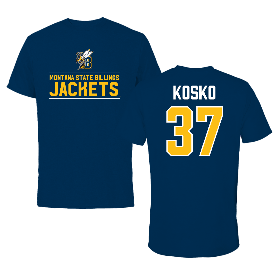 Montana State University Billings Baseball Navy General Tee - #37 Joseph Kosko