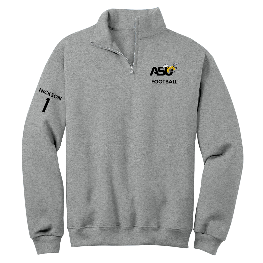 Alabama State University Football Sport Gray Quarter-Zip - #1 Willie Nickson