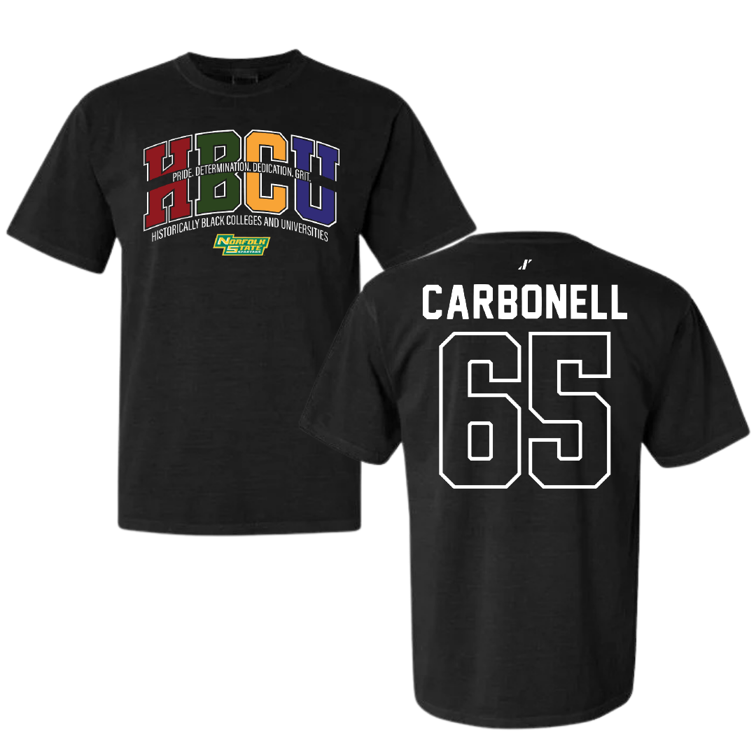 Norfolk State University Football Black HBCU Comfort Colors Tee - #65 Juwuan Carbonell