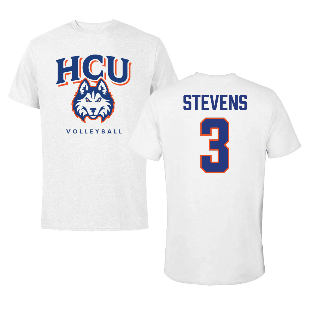 Houston Christian University Volleyball White Tee - #3 Savanna Stevens