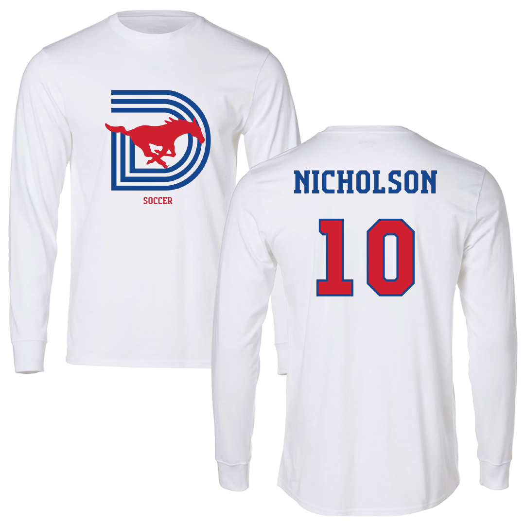 Southern Methodist University Soccer (W) White Performance Long Sleeve - #10 Lindsay Nicholson
