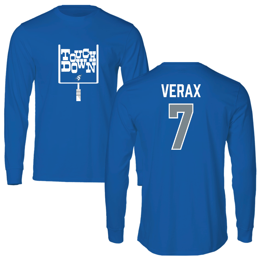 Thomas More University Football Blue Touchdown Performance Long Sleeve - #7 Logan Verax
