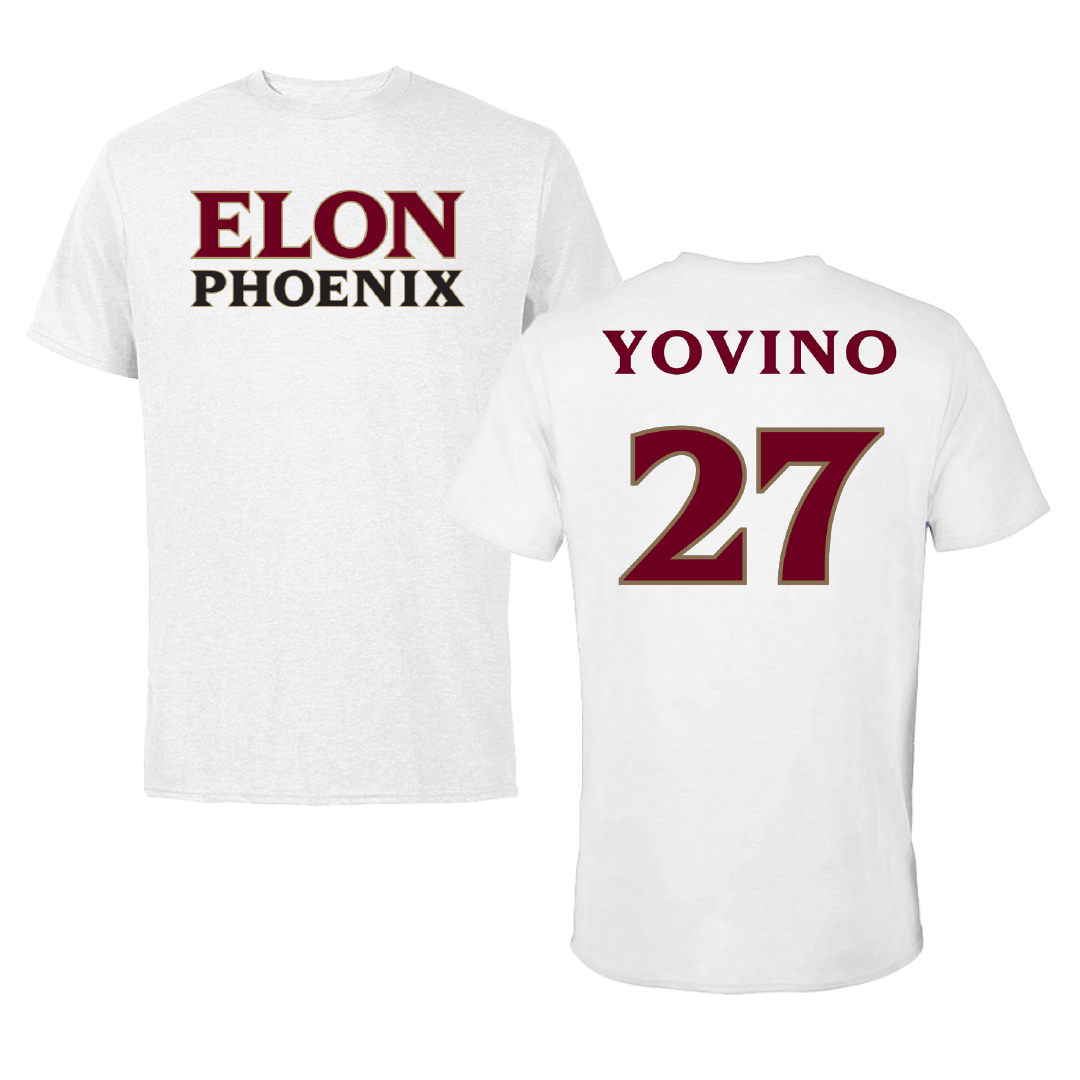 Elon University Baseball White Performance Tee - #27 Joseph Yovino